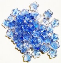 50 4x10mm Transparent Crystal & Light Sapphire Cupped Flower Beads